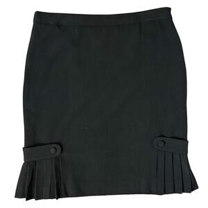 Vintage 90s Black Pleated Button Detail Pencil Skirt John Paul Richard size 12
